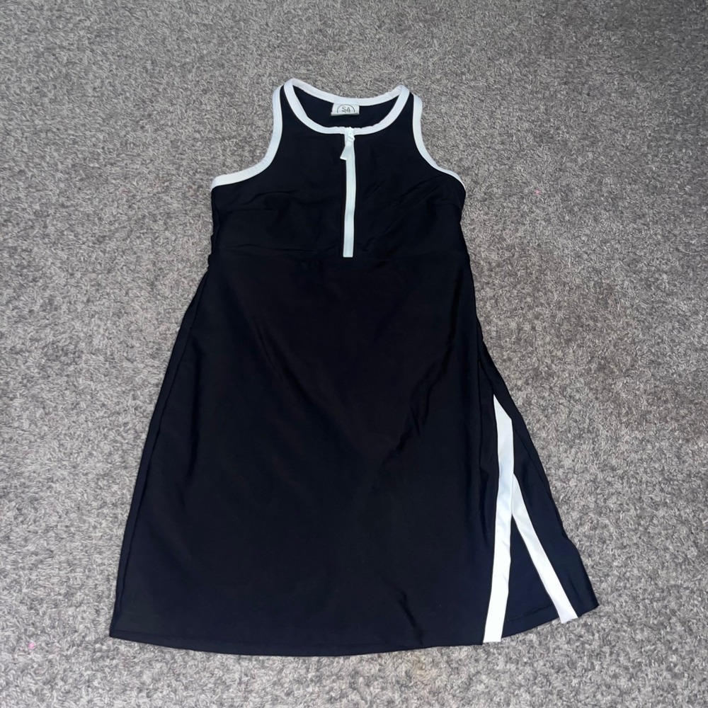 Sage Collective Womens Black White Quarter Zip Athletic Tennis Dress Size Medium